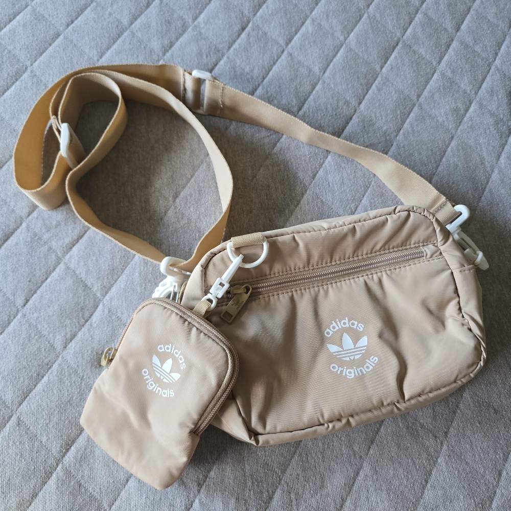 Adidas Puffer and Pouch Crossbody Bag Beige/White